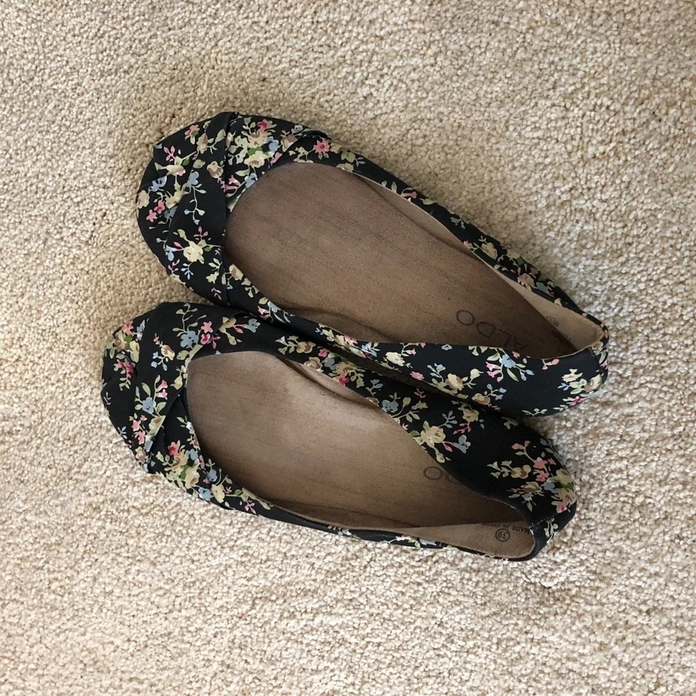 Floral Black Ballet Flats - Women's Slip-On Flats